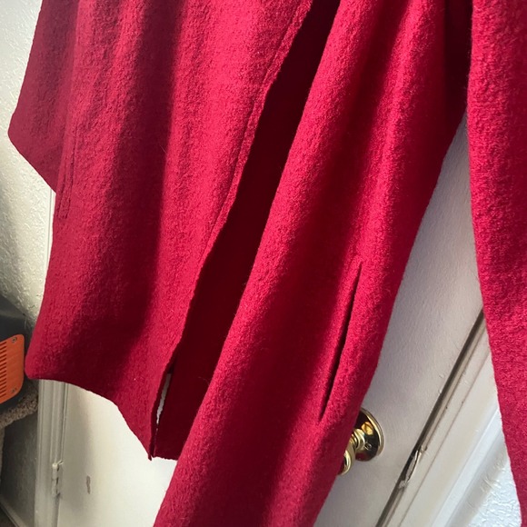 NorthStyle Red Boucle Coat 1X Shawl Collar Toggle Closure Oversized - Picture 5 of 6